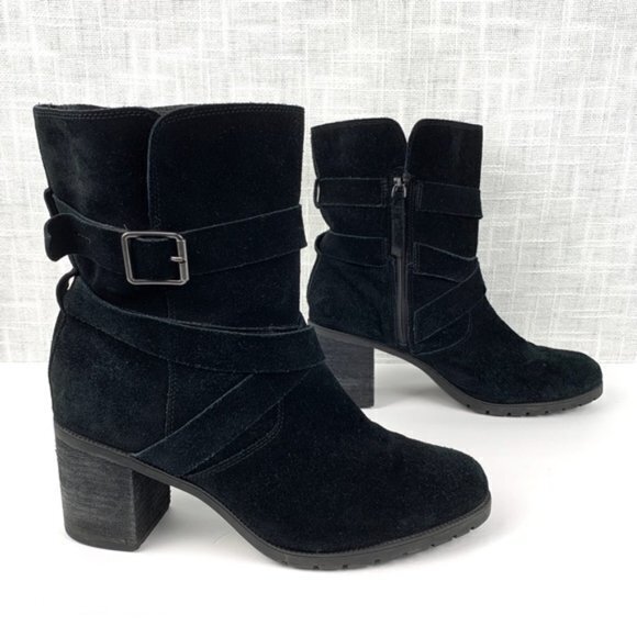 Clarks‎ Women's Malvet Doris Bootie Black Suede 8.5 - Picture 1 of 8